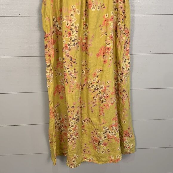 Bellambia 100% linen yellow floral midi sundress made in Italy woman’s small - Picture 9 of 9